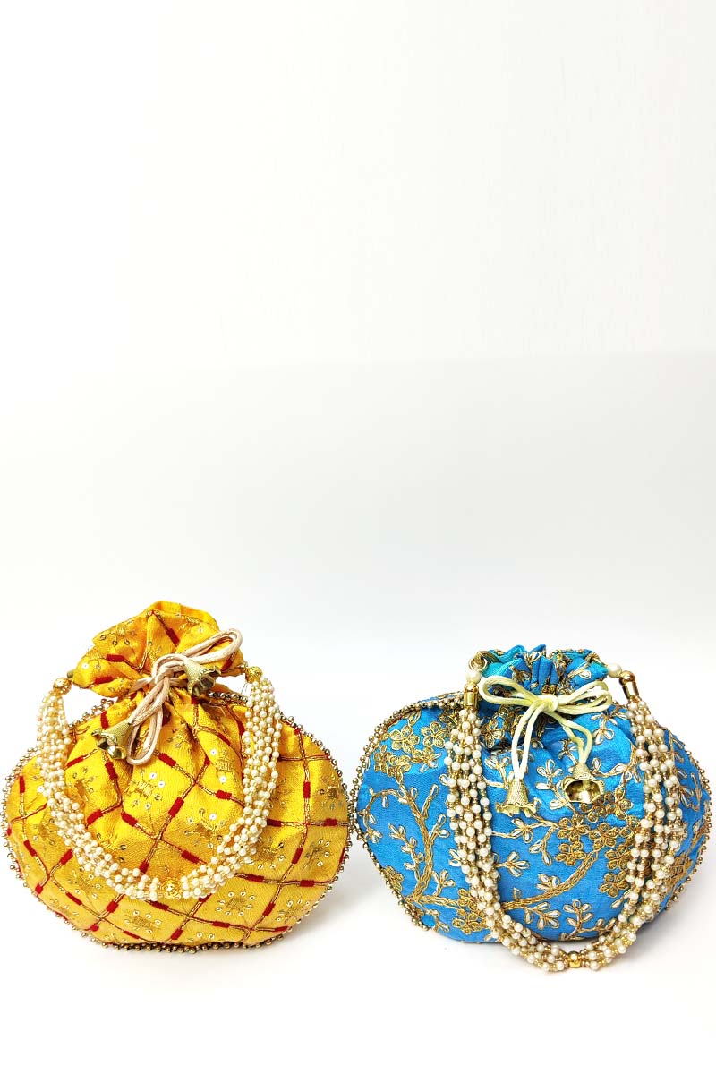 Set Of 2 Beautiful Zardosi Work Potli Bag - Mc251529